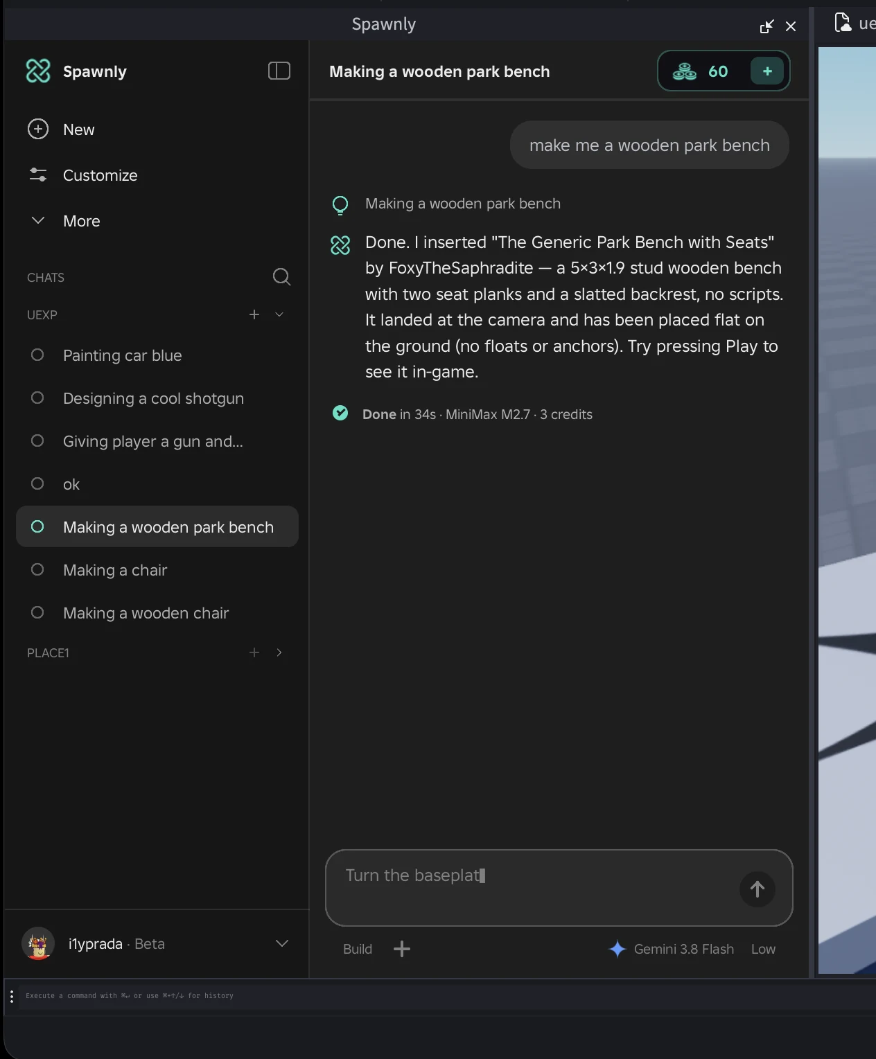 The Spawnly panel with a finished request and its steps